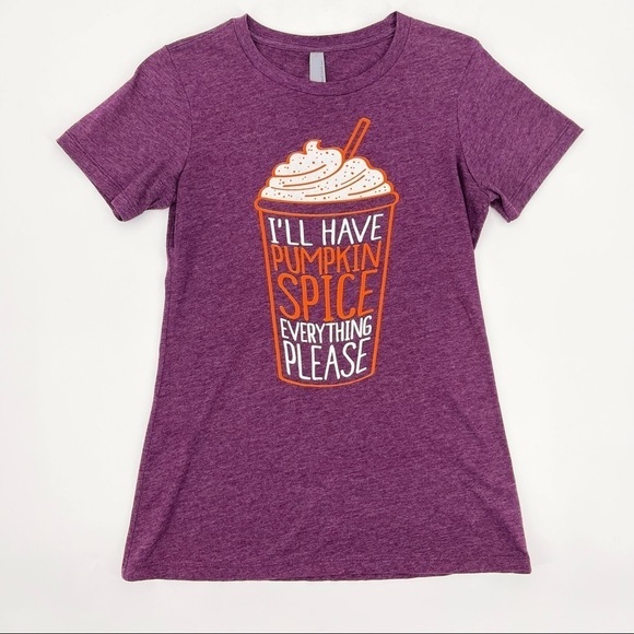 Next Level Pumpkin Spice Purple Graphic Slim Fit Crewneck Tee - Picture 1 of 7